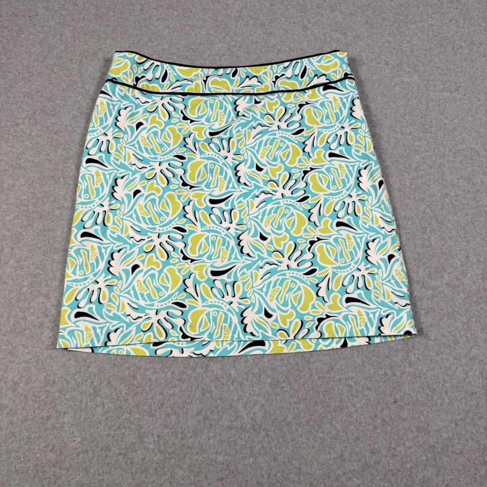 Vineyard Vines Womens Size 8 Blue Green Abstract Print Mini Skirt Beach Resort
